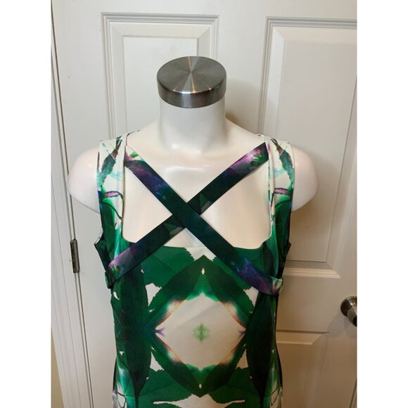 Chiara Boni La Petite Robe Green Abstract Floral Cross-Strap Dress, Size 14 | 50 - Picture 2 of 7